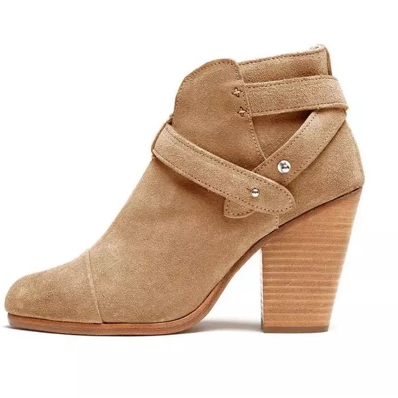 Rag & Bone Harrow Tan/Nude Suede Slip On Block Heel Booties - Picture 3 of 11
